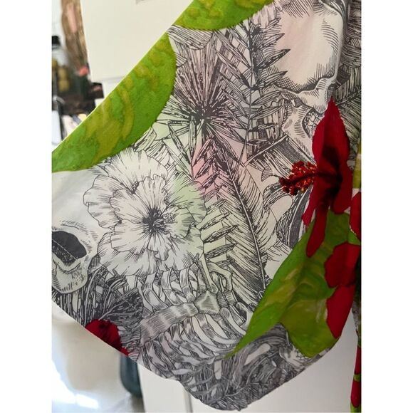 Junction West Men’s Button Down Shirt Sz L Skulls Hawaiian Short Sleeve - Picture 4 of 9